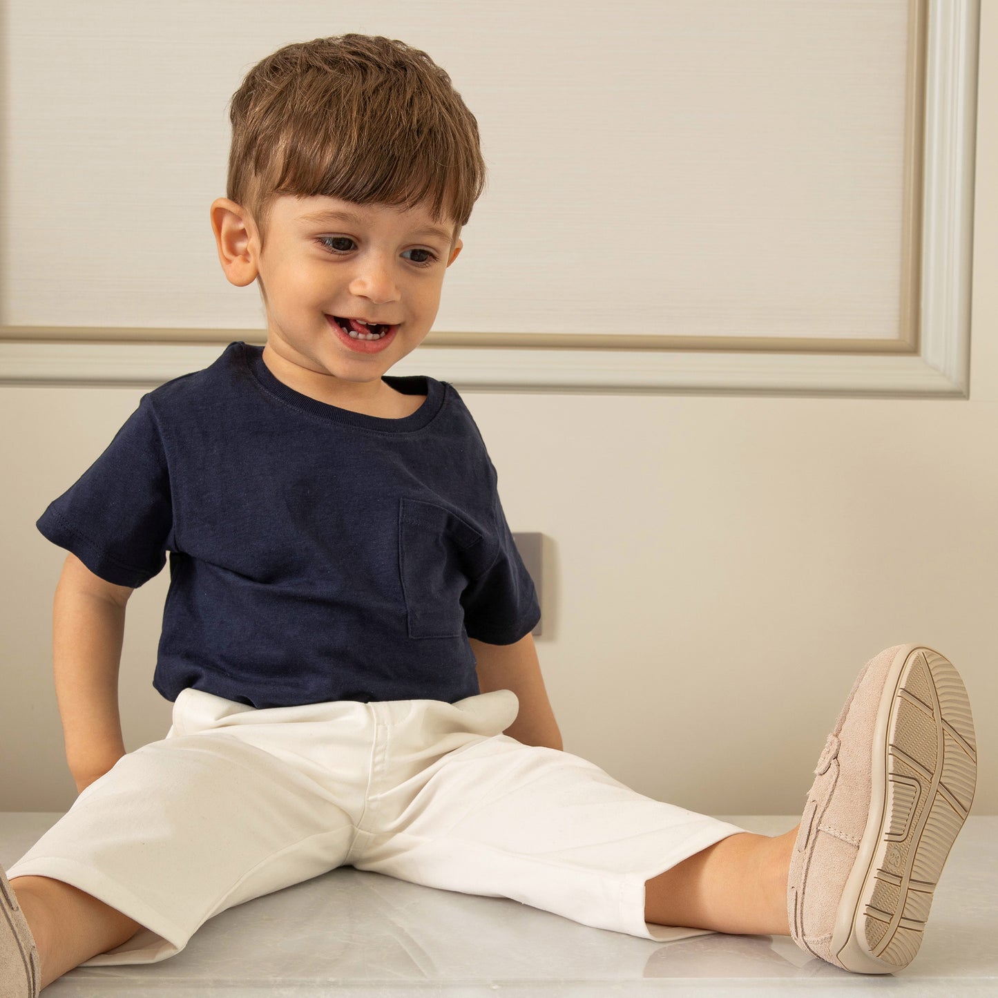 Miguel trousers in white with blue detail