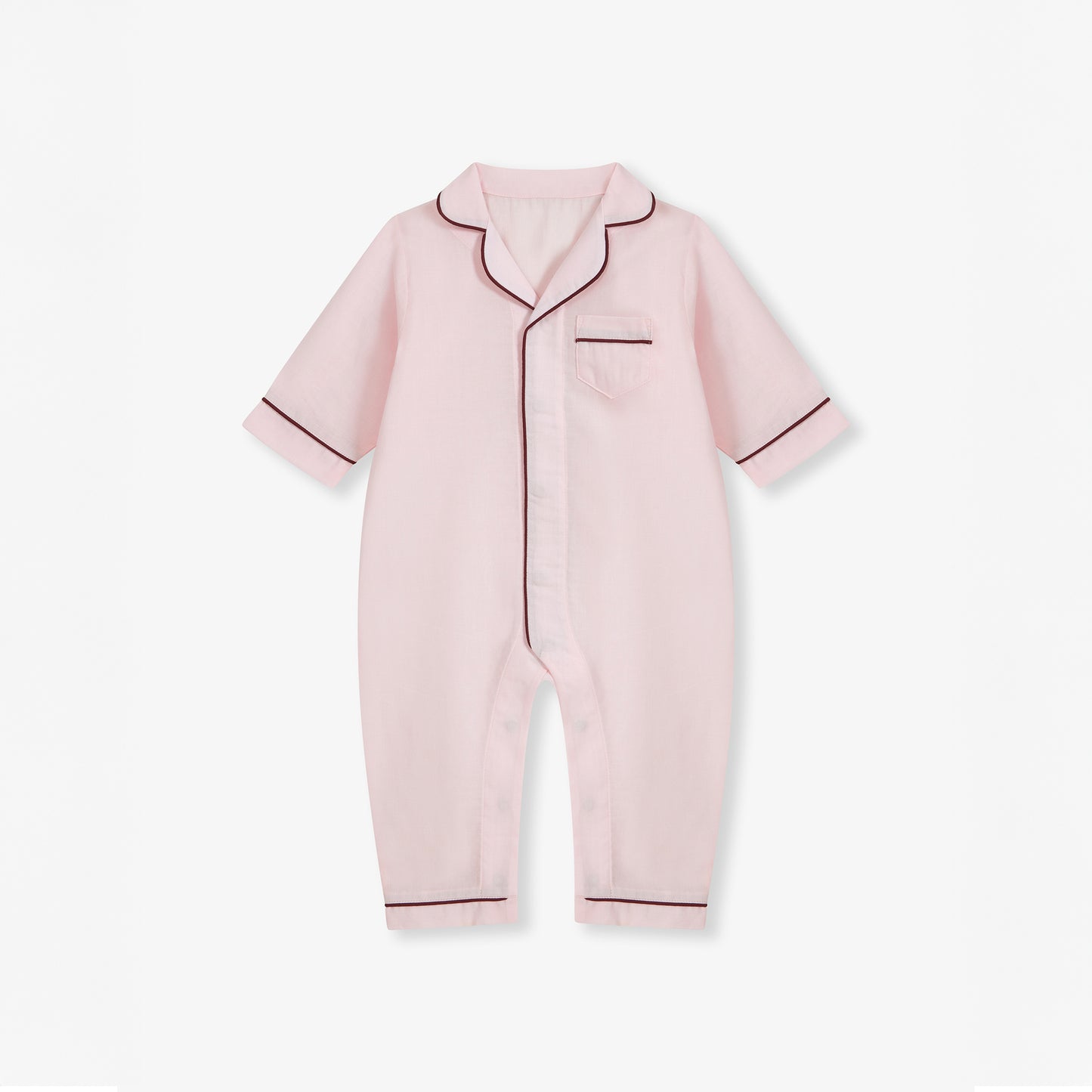DANTE PEMBE ÜZERİNE BORDO DETAYLI BEBEK PİJAMA