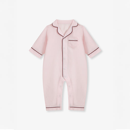 DANTE PEMBE ÜZERİNE BORDO DETAYLI BEBEK PİJAMA