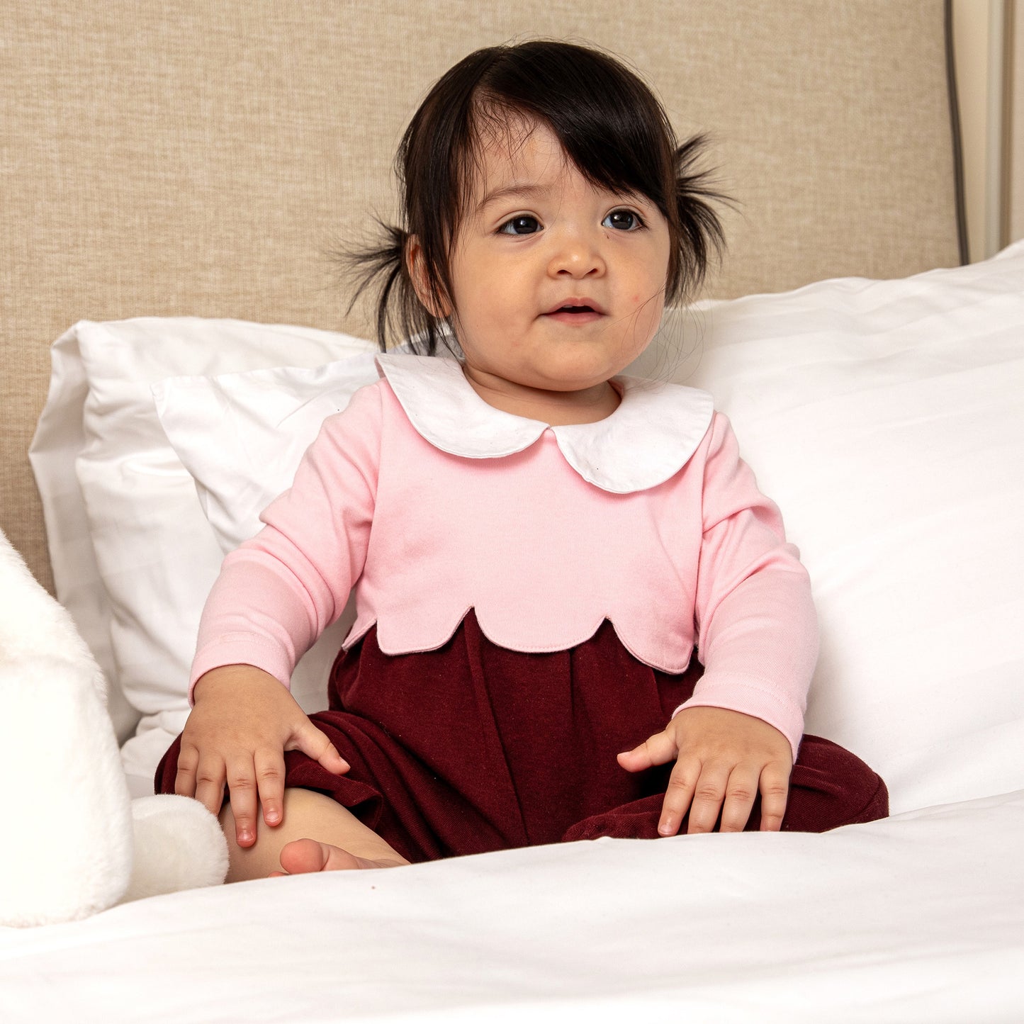 MARCO PEMBE, BORDO ve BEYAZ BEBEK PİJAMA
